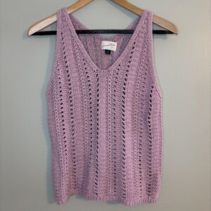 Universal Thread Open Chunky Knit V-Neck Tank Top Pink XS Boho Cottagecore